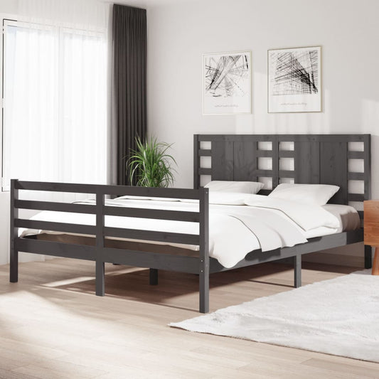 Stijlvol en duurzaam grijs bedframe van massief grenenhout - 160x200 cm. Geniet van comfortabele nachten in deze prachtige slaapkamer eyecatcher!