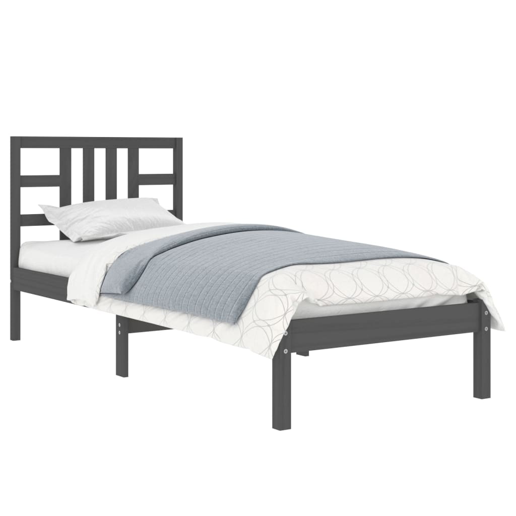 Zwart massief houten bedframe - 90x190 cm - Eenpersoonsbed