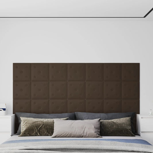 Wandpanelen 12 st 1,08 m² 30x30 cm kunstleer bruin