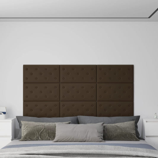 Wandpanelen 12 st 2,16 m² 60x30 cm kunstleer bruin