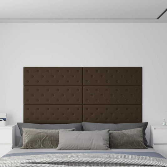 Wandpanelen 12 st 3,24 m² 90x30 cm kunstleer bruin