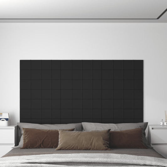 Wandpanelen 12 st 1,08 m² 60x15 cm stof zwart