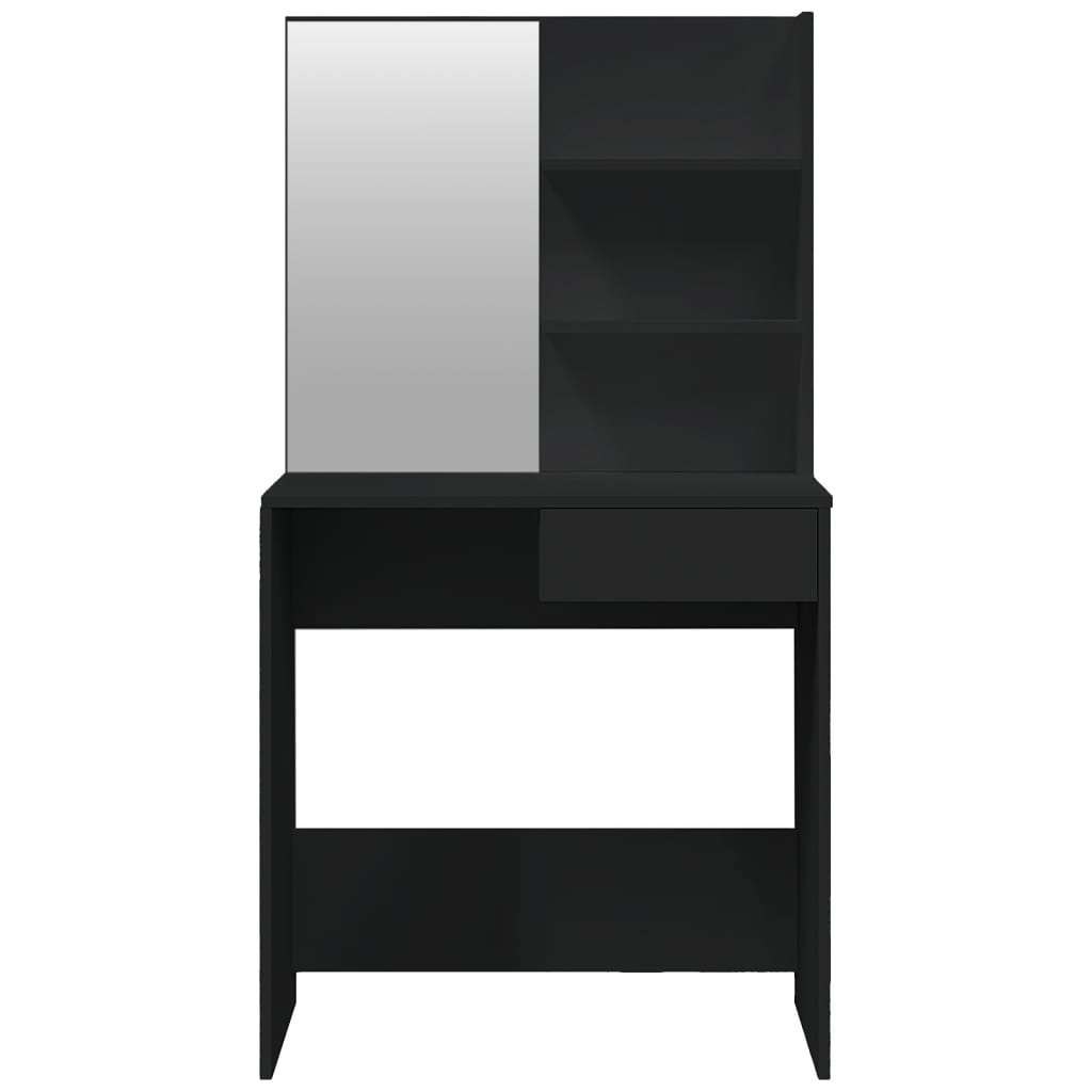 "Stijlvolle zwarte kaptafel met luxe spiegel - Afmetingen 74,5x40x141 cm"
