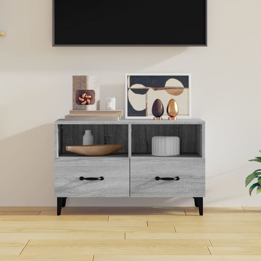 Stijlvol Tv-meubel van bewerkt hout in grijs sonoma eikenkleur | 80x36x50 cm