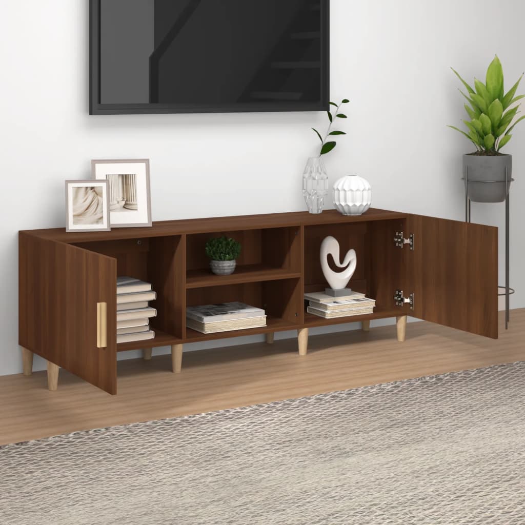 Luxe TV-meubel van prachtig bewerkt hout in warme eikenkleur - 150x30x50 cm