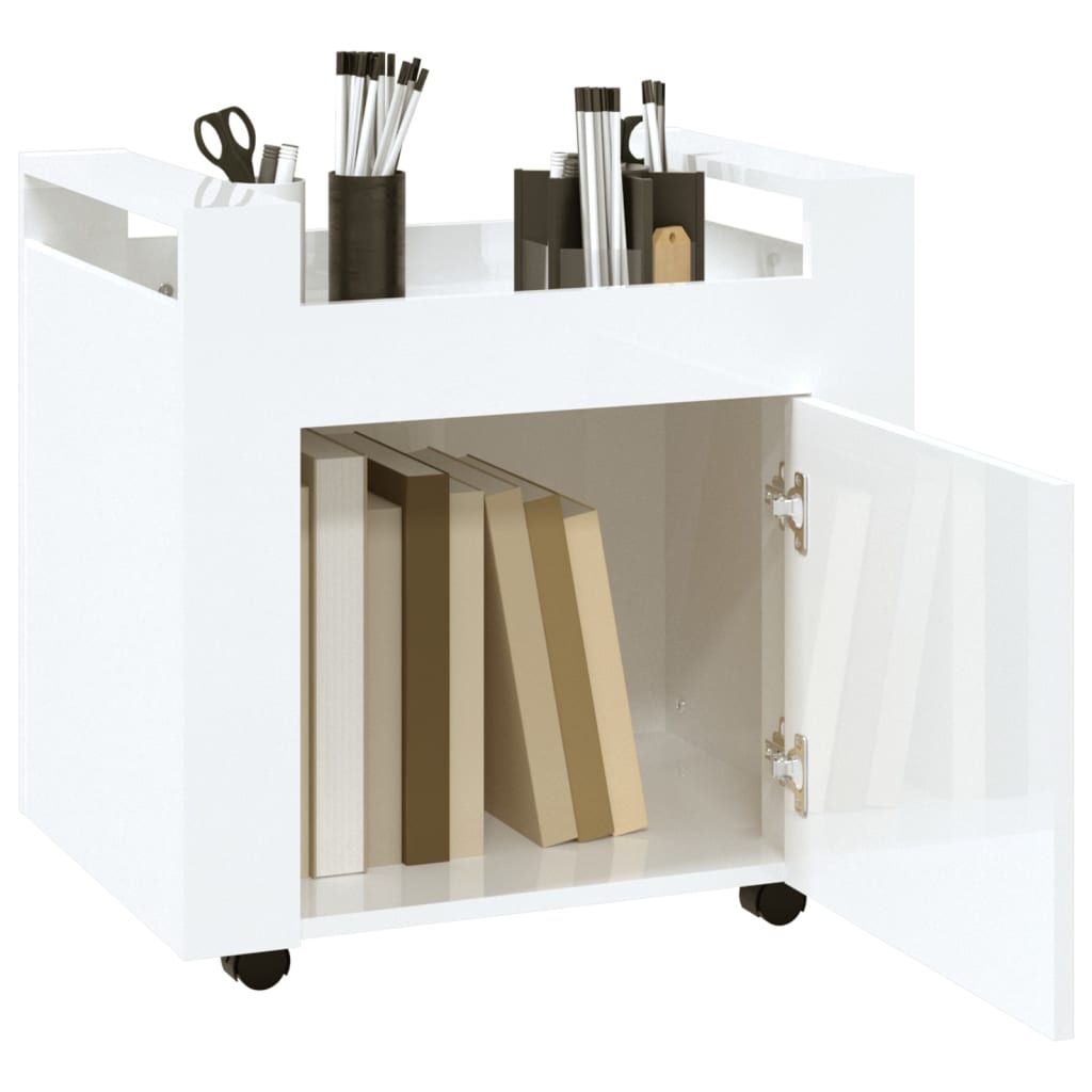 Bureaukastje 60x45x60 cm bewerkt hout hoogglans wit