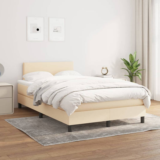 "Luxe 120x200 cm boxspring bed met crèmekleurige matras - Creëer een stijlvolle en comfortabele slaapkamer"