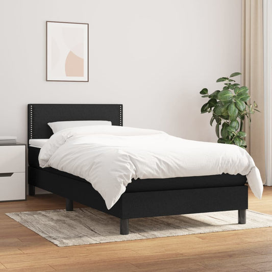 Luxe en comfortabele boxspring met zwart stoffen matras in maat 90x200 cm - ideaal voor een goede nachtrust
