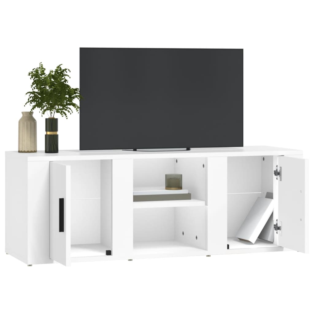 Moderne witte tv-meubel - 100x31,5x35 cm - Stijlvol bewerkt hout