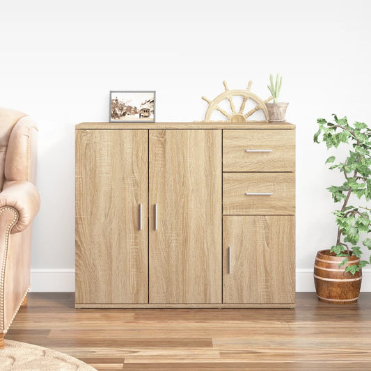 "Stijlvol dressoir van bewerkt hout in Sonoma eikenkleur - Afmetingen 91x29,5x75 cm"