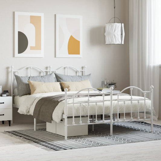 Luxe wit metalen bedframe met hoofd- en voeteneinde - 150x200 cm: comfort en stijl voor jouw slaapkamer!