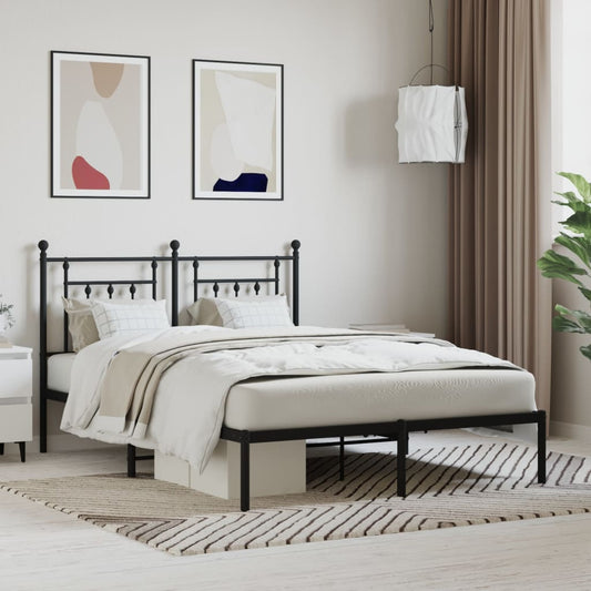 Stijlvol en comfortabel bedframe met metalen hoofdbord - zwart - 150x200 cm