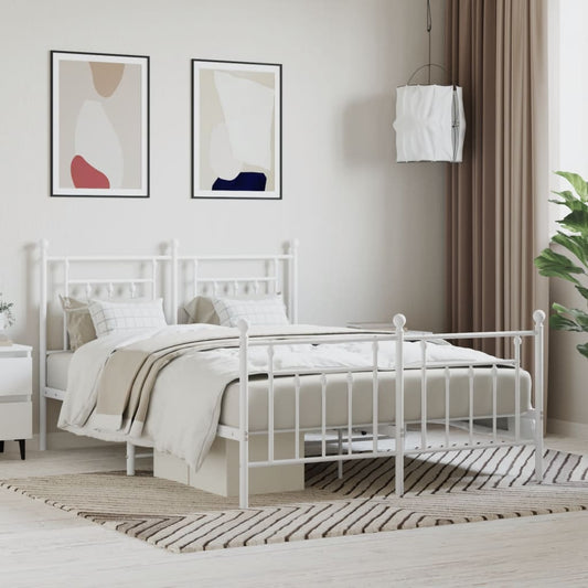 "Luxe Wit Bedframe met Metalen Hoofd- en Voeteneinde - 150x200 cm"