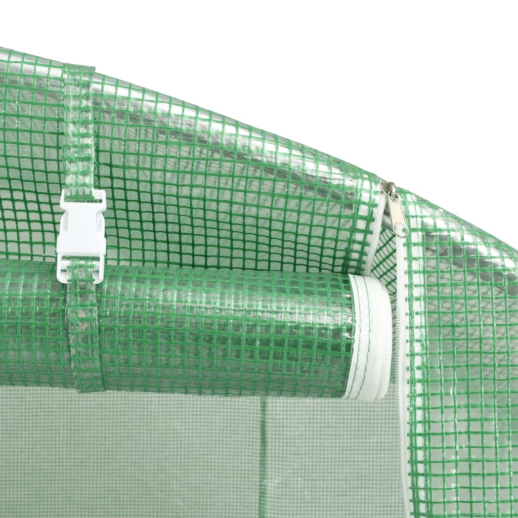 Tuinkas met stalen frame 90 m² 18x5x2,3 m groen