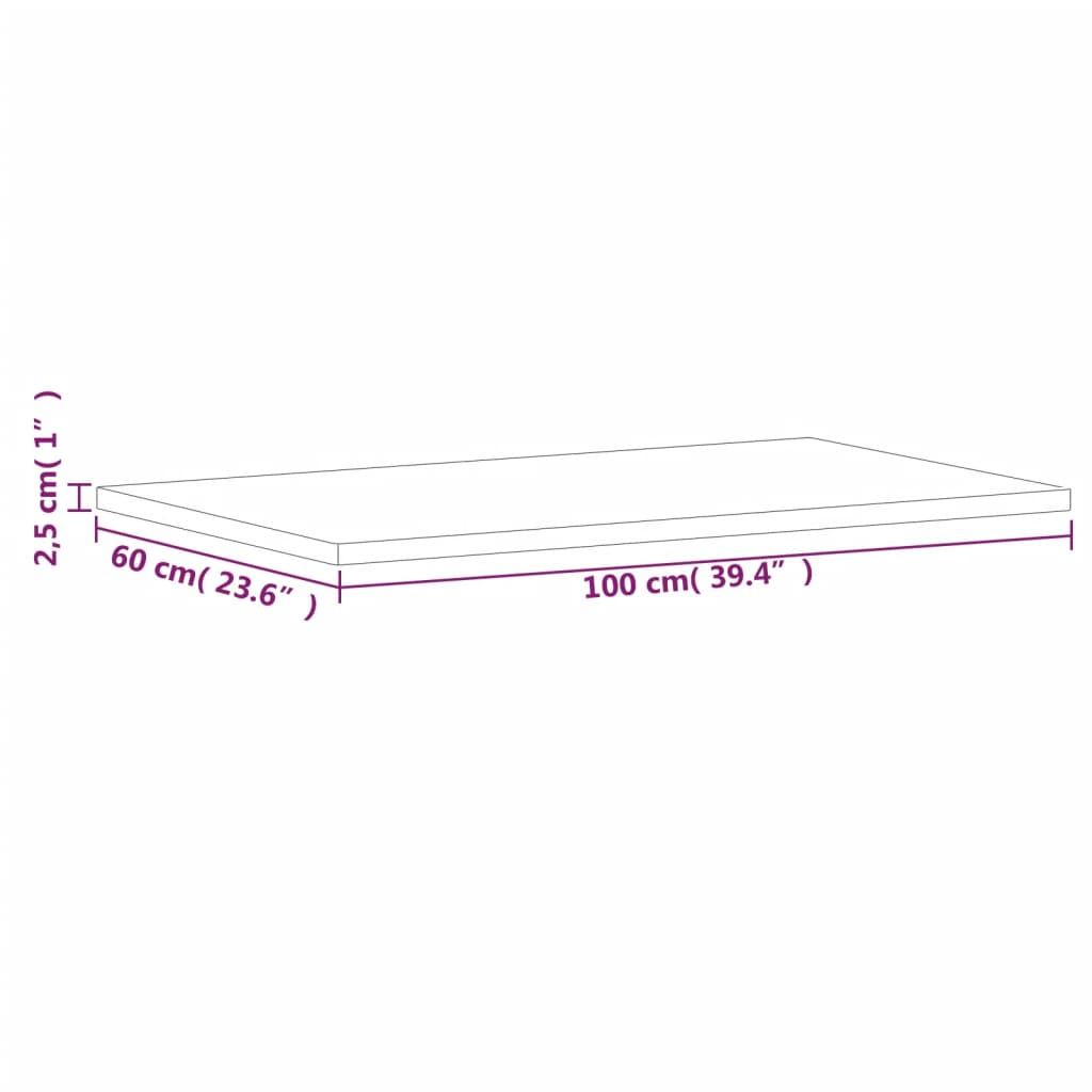 Trendy Tafelblad rechthoekig 100x60x2,5 cm massief beukenhout
