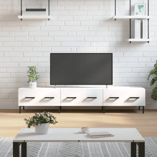 Moderne Tv-kast 150x36x30 cm van hoogkwalitatief bewerkt hout in stralend witte kleur