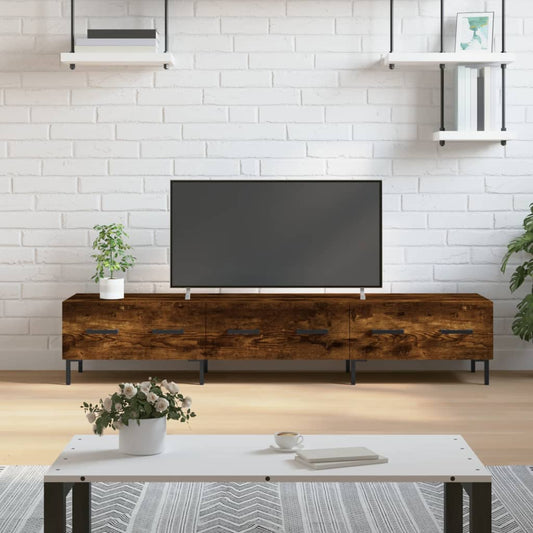 Stijlvol Tv-meubel – Bewerkt hout in gerookt eikenkleur – 150x36x30 cm