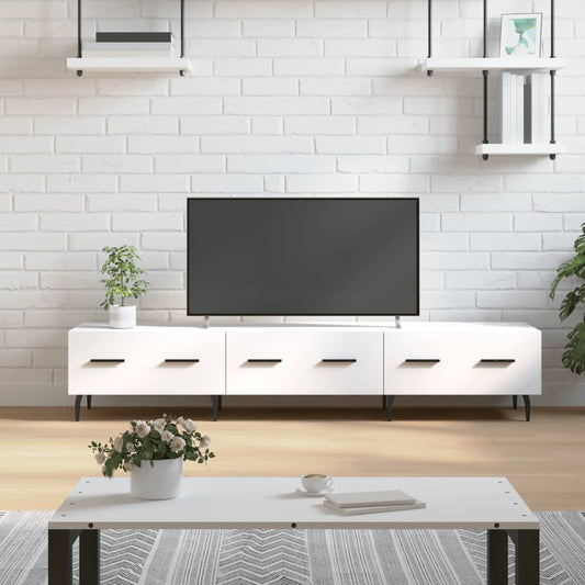 Prachtig bewerkt houten tv-meubel in wit - afmetingen 150x36x30 cm