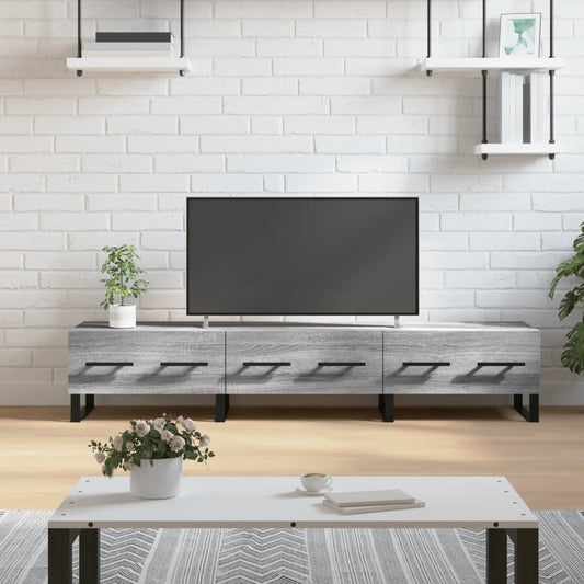 Stijlvol Tv-meubel van bewerkt hout in grijze sonoma eikenkleur - 150x36x30 cm