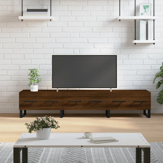 Stijlvol Tv-meubel - 150x36x30 cm - Natuurlijke bruine eikenkleur uit bewerkt hout