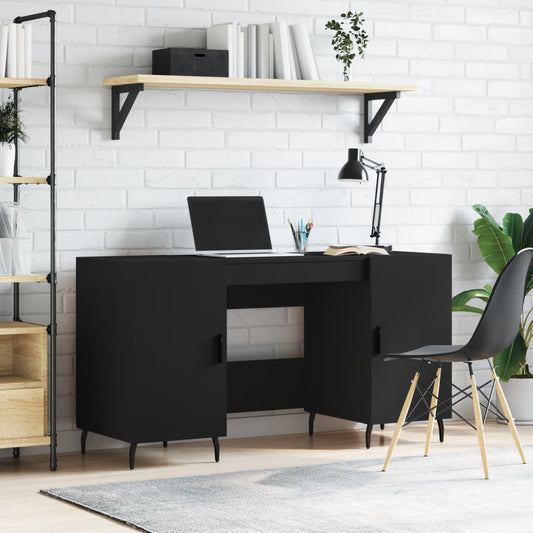 Stijlvolle zwart bewerkte houten bureau – afmetingen 140x50x75 cm