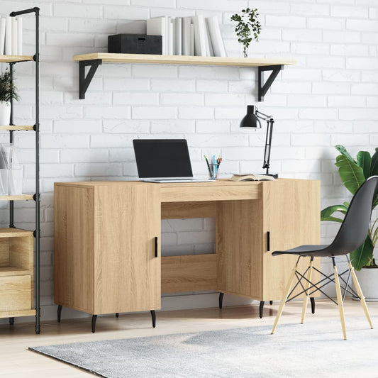 Luxe 140x50x75 cm bureau - Sonoma eikenkleurig bewerkt hout voor stijlvol werken