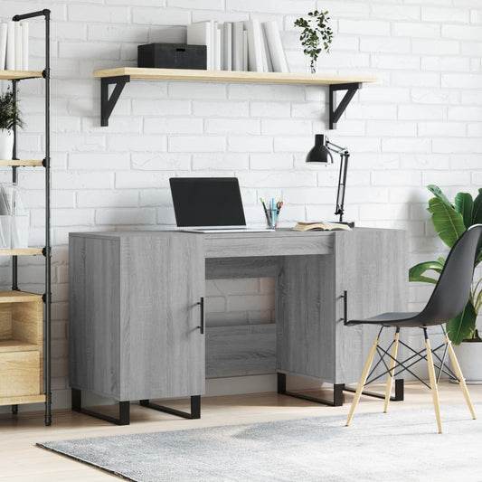 Stijlvol grijs sonoma eikenkleurig bureau van bewerkt hout - 140x50x75 cm