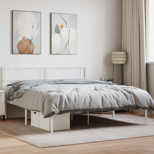 "Luxe bedframe met elegant metalen hoofdbord - wit - 150x200 cm"