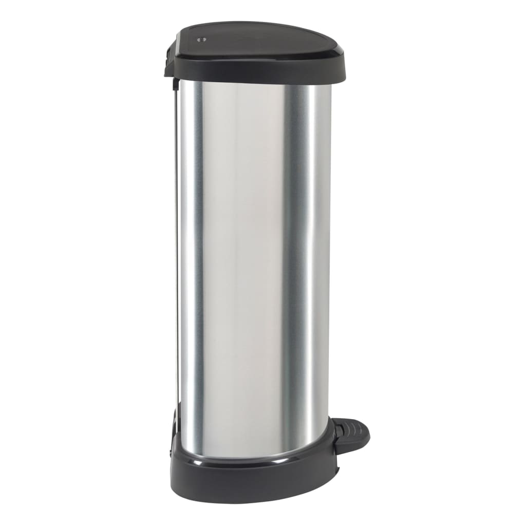 Curver Pedaalemmer Deco D-vormig 40 L zilverkleurig Prullenbakken | Creëer jouw Trendy Thuis | Gratis bezorgd & Retour | Trendy.nl