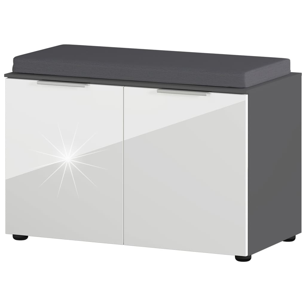 Germania Schoenenbank GW-Rimini 75x40x48 cm grafietkleurig en wit Schoenenrekken | Creëer jouw Trendy Thuis | Gratis bezorgd & Retour | Trendy.nl