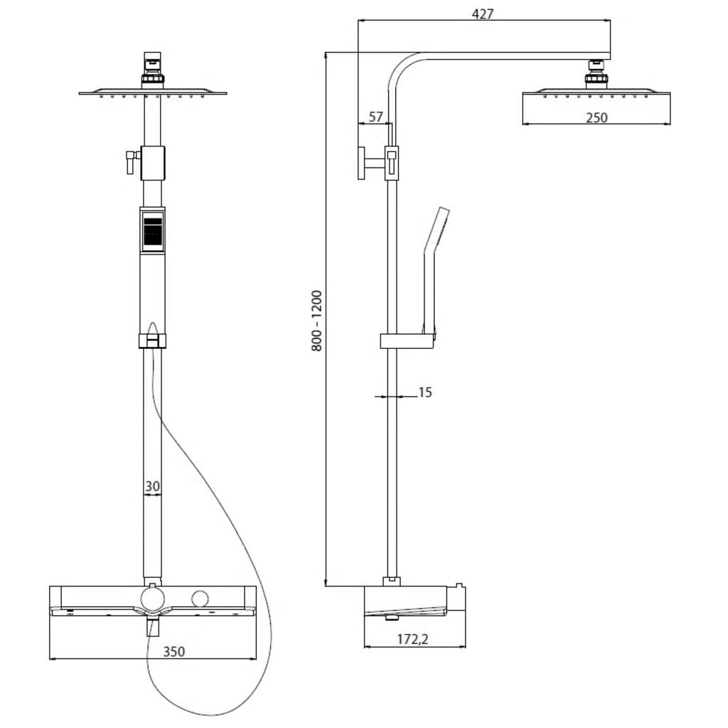 SCHÜTTE Douchesysteem OCEAN thermostatisch