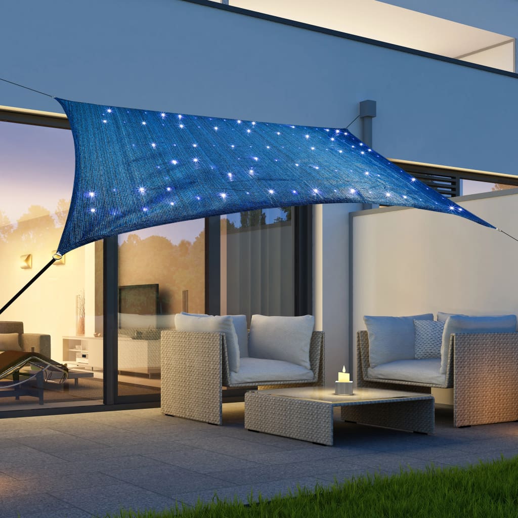 HI Zonnezeil met 100 LED's 2x3 m lichtblauw Parasols en zonneschermen | Creëer jouw Trendy Thuis | Gratis bezorgd & Retour | Trendy.nl