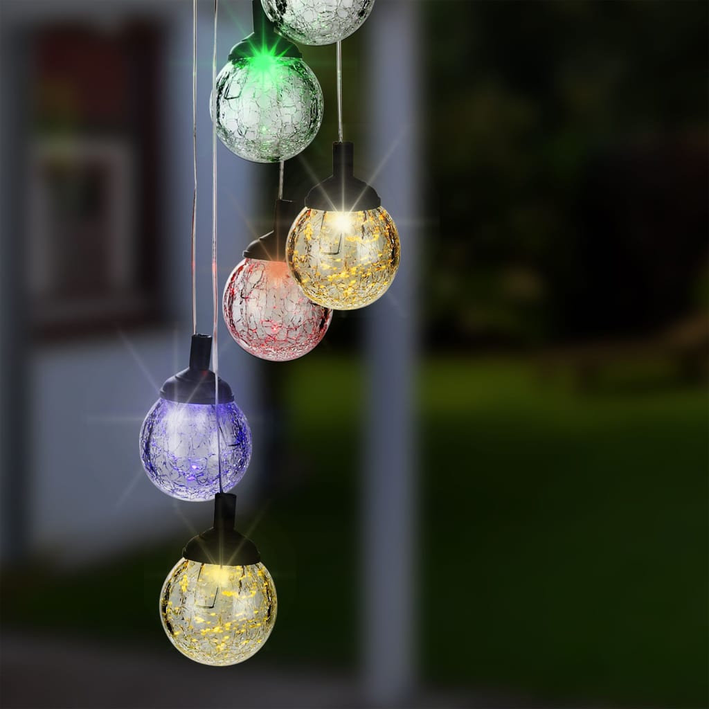 HI Decoratielamp solar LED 6 peertjes craquelé glas Buitenverlichting | Creëer jouw Trendy Thuis | Gratis bezorgd & Retour | Trendy.nl