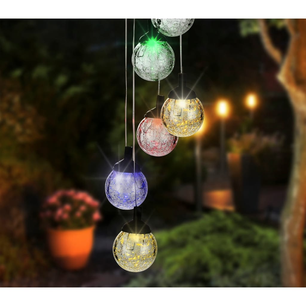 HI Decoratielamp solar LED 6 peertjes craquelé glas Buitenverlichting | Creëer jouw Trendy Thuis | Gratis bezorgd & Retour | Trendy.nl