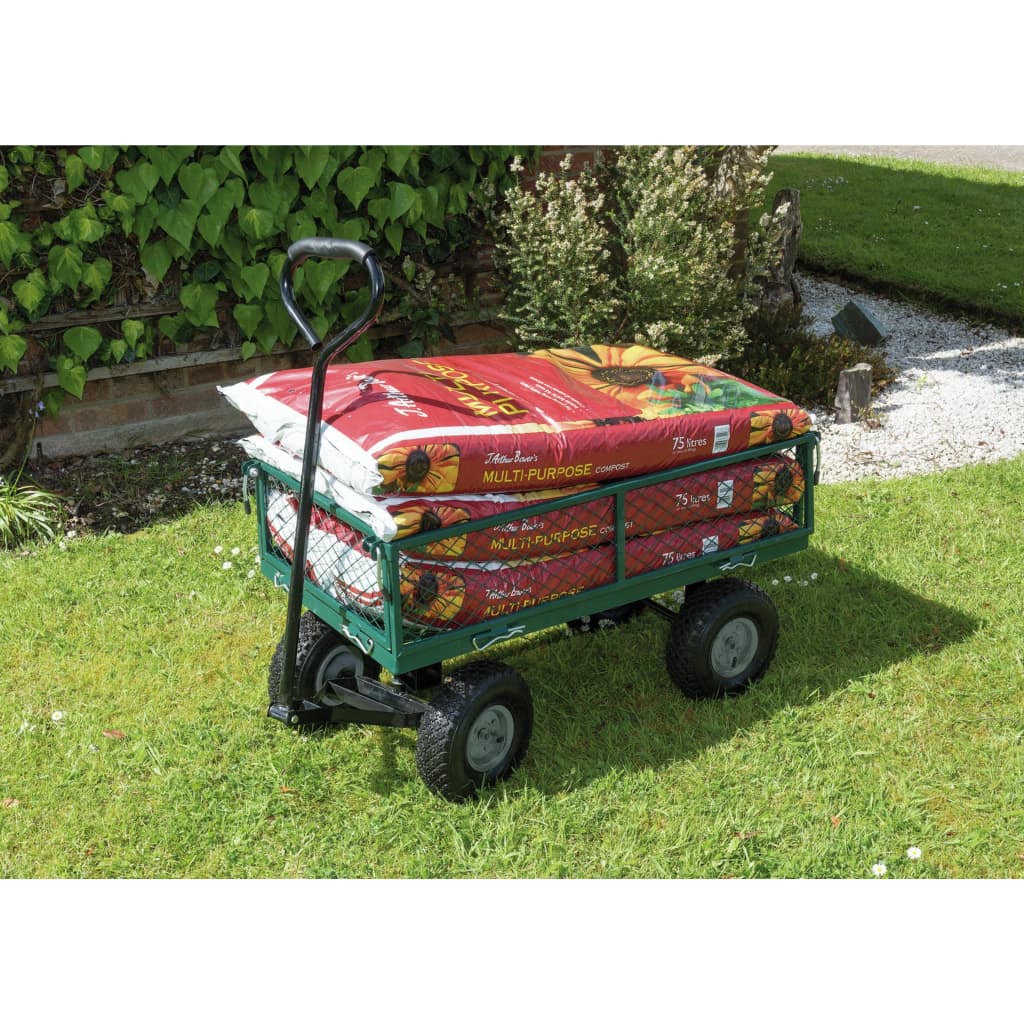 Draper Tools Tuinwagen staalgaas 86,5x46,5x21 cm groen en zwart