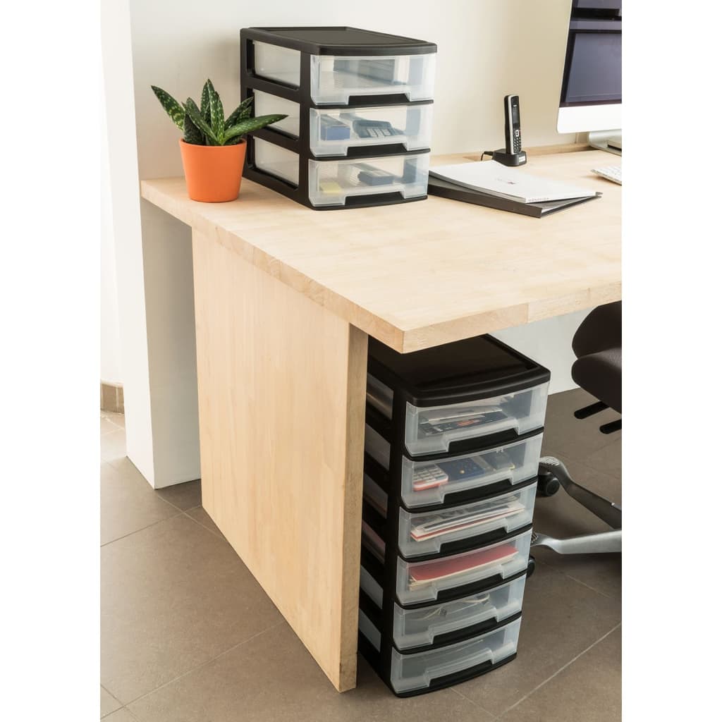 Curver Bureauladeblok Babel A4 3x5 L zwart en transparant Bureau-organizers | Creëer jouw Trendy Thuis | Gratis bezorgd & Retour | Trendy.nl