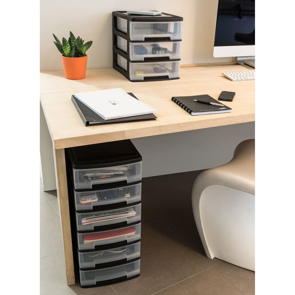 Curver Bureauladeblok Babel A4 3x5 L zwart en transparant Bureau-organizers | Creëer jouw Trendy Thuis | Gratis bezorgd & Retour | Trendy.nl