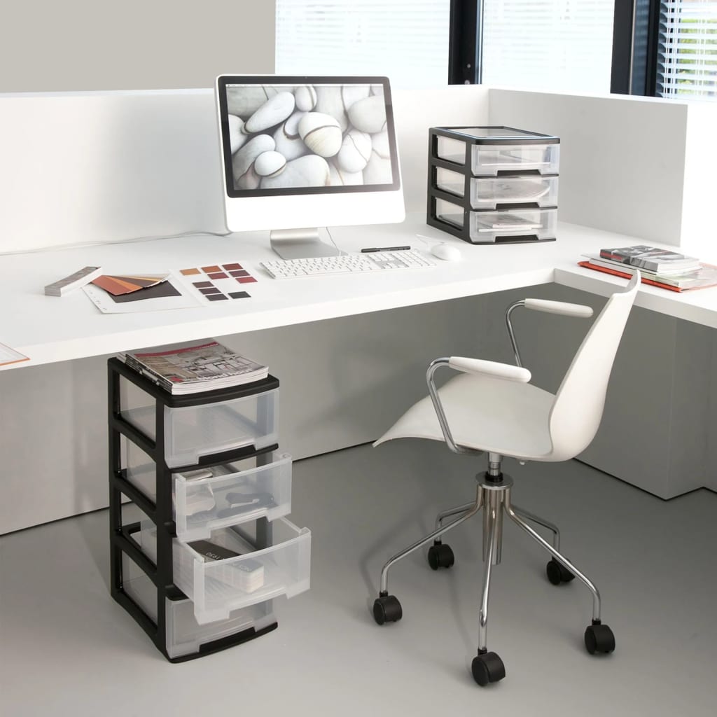 Curver Bureauladeblok Babel A4 3x5 L zwart en transparant Bureau-organizers | Creëer jouw Trendy Thuis | Gratis bezorgd & Retour | Trendy.nl