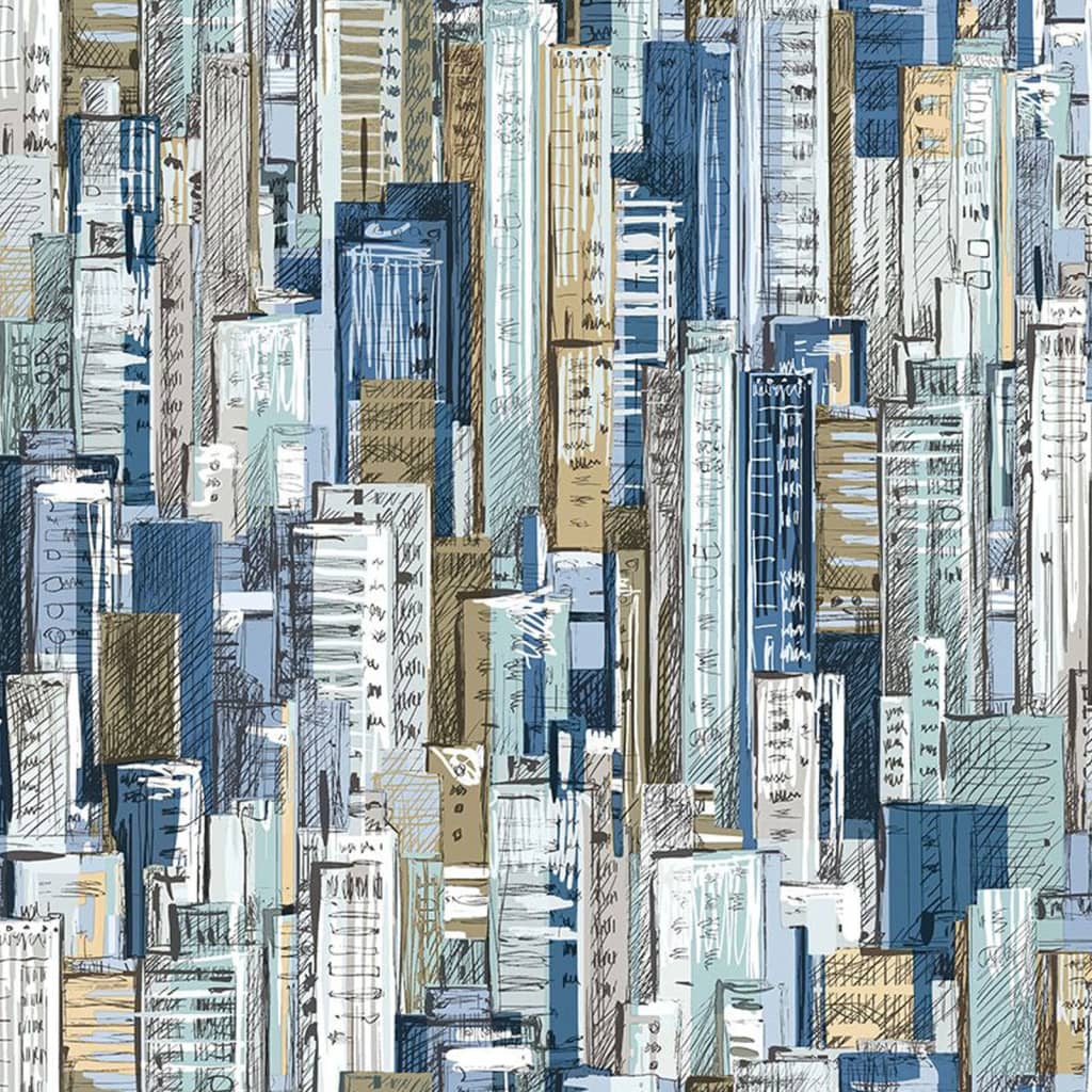 Noordwand Behang Friends & Coffee Cities and Skyline blauw Behang | Creëer jouw Trendy Thuis | Gratis bezorgd & Retour | Trendy.nl