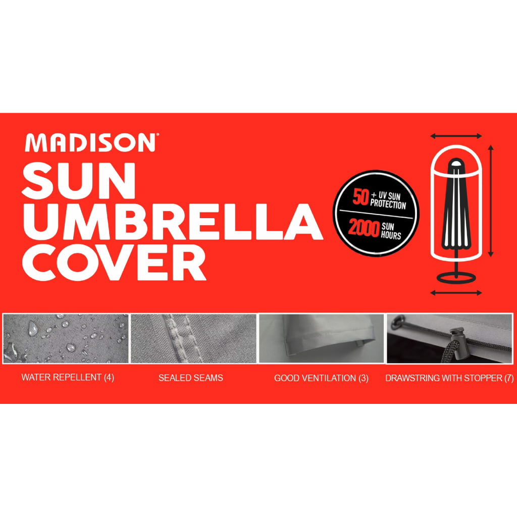 Madison Hoes voor staande parasol 165x25 cm grijs Parasolhoezen | Creëer jouw Trendy Thuis | Gratis bezorgd & Retour | Trendy.nl