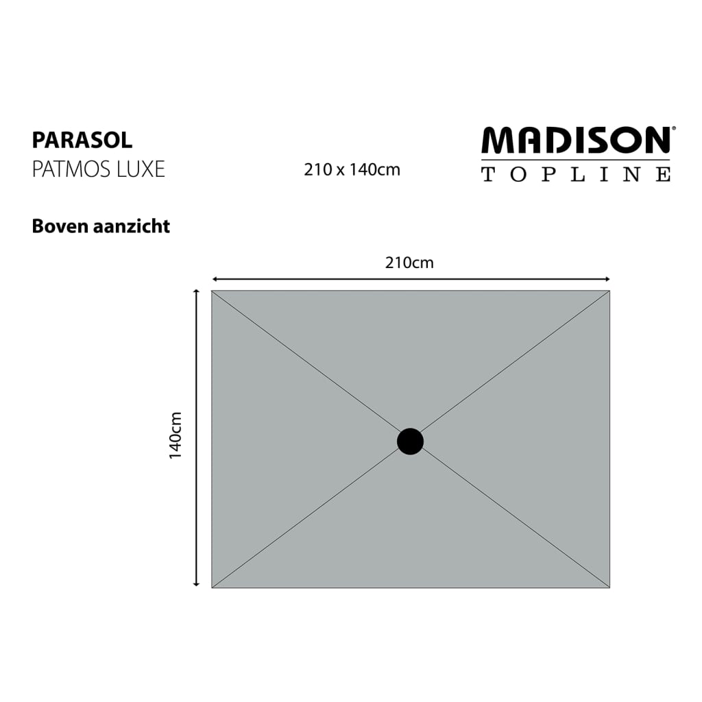 Madison Parasol Patmos Luxe rechthoekig 210x140 cm lichtgrijs Parasols en zonneschermen | Creëer jouw Trendy Thuis | Gratis bezorgd & Retour | Trendy.nl