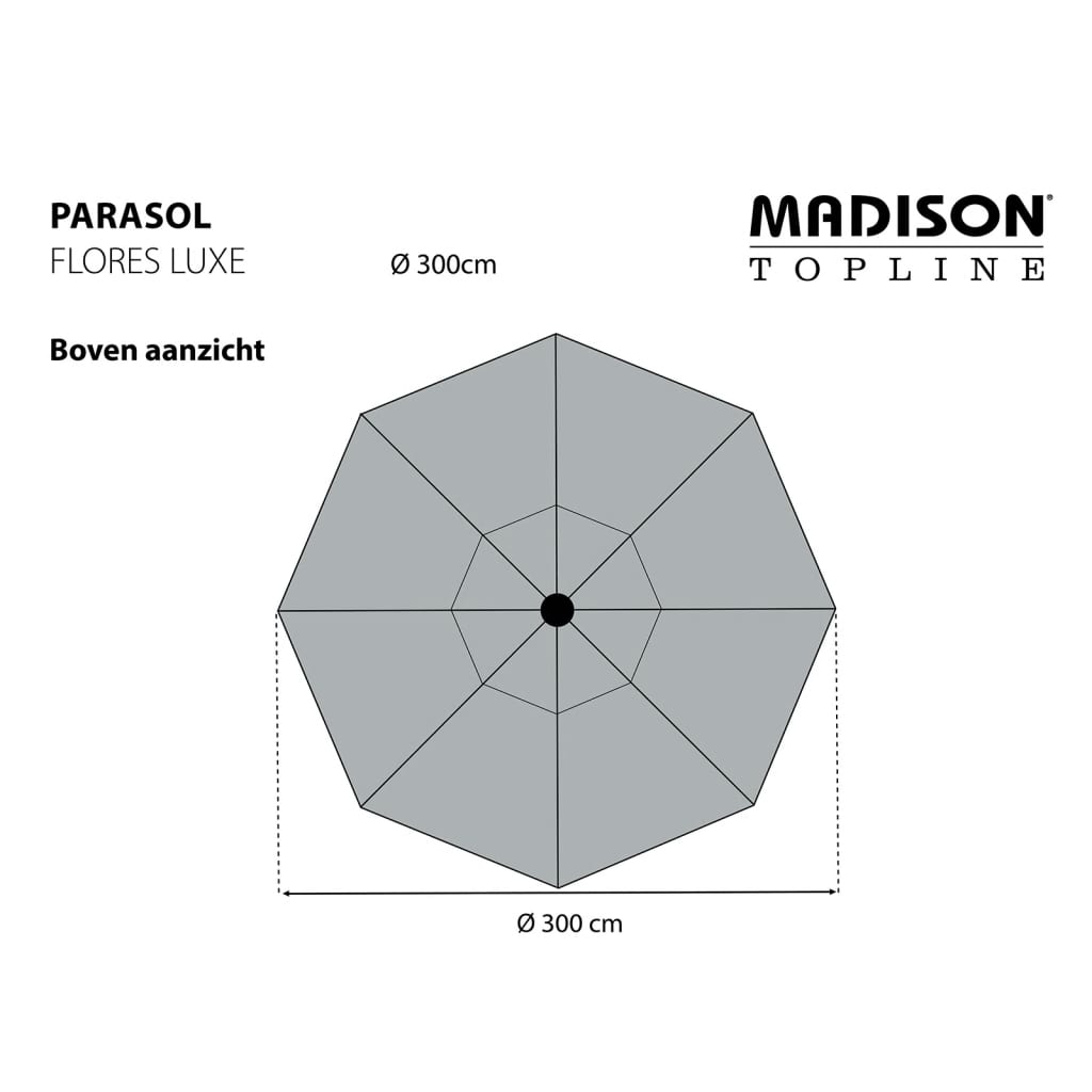 Madison Parasol Flores Luxe rond 300 cm grijs Parasols en zonneschermen | Creëer jouw Trendy Thuis | Gratis bezorgd & Retour | Trendy.nl