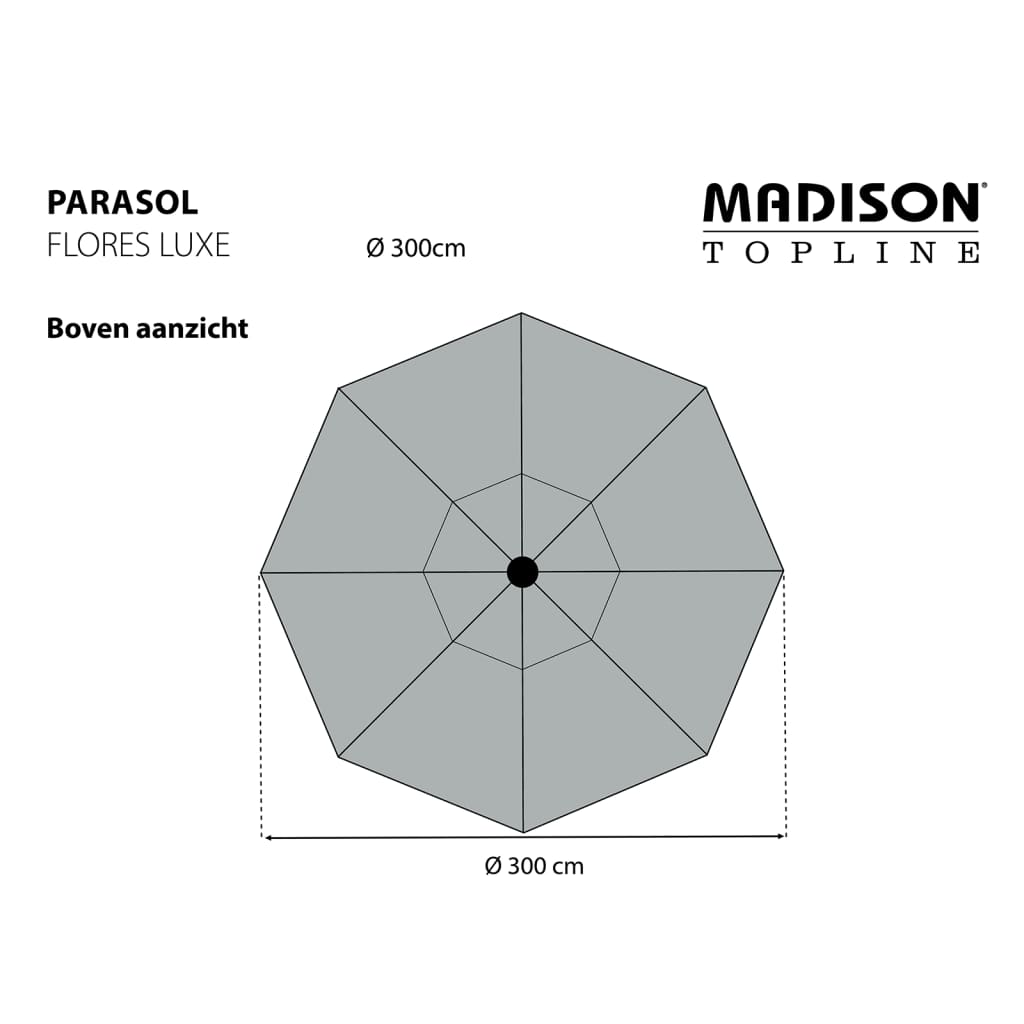 Madison Parasol Flores Luxe rond 300 cm taupe Parasols en zonneschermen | Creëer jouw Trendy Thuis | Gratis bezorgd & Retour | Trendy.nl