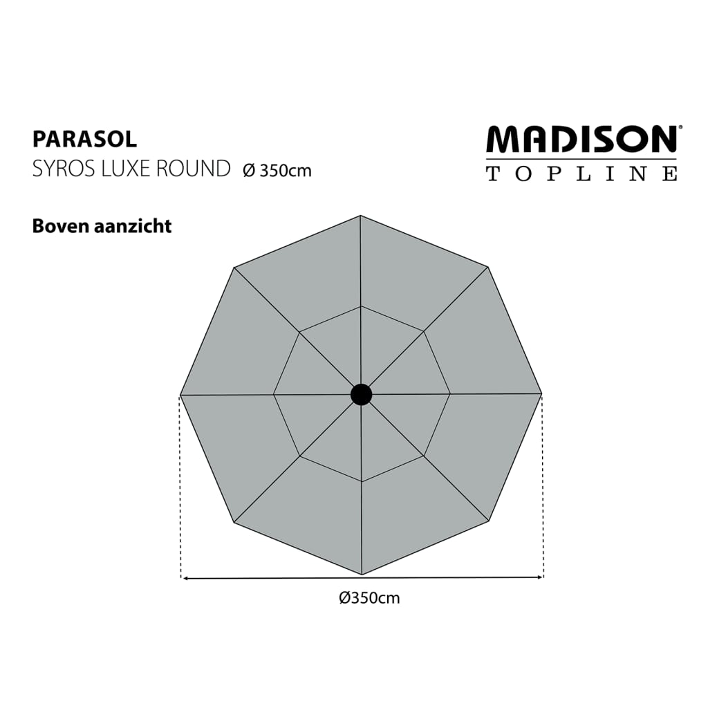 Madison Parasol Syros Luxe rond 350 cm grijs Parasols en zonneschermen | Creëer jouw Trendy Thuis | Gratis bezorgd & Retour | Trendy.nl