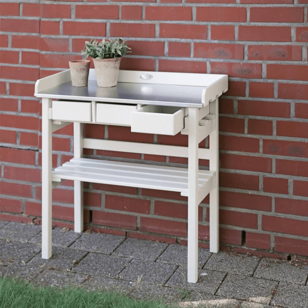 Esschert Design tuinwerktafel met lades (wit) CF29W Oppottafels | Creëer jouw Trendy Thuis | Gratis bezorgd & Retour | Trendy.nl