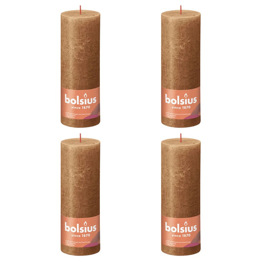 Bolsius Stompkaarsen Shine 4 st rustiek 190x68 mm spice brown Kaarsen | Creëer jouw Trendy Thuis | Gratis bezorgd & Retour | Trendy.nl
