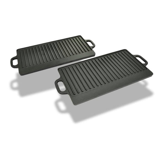 Grillplaat gietijzer dubbelzijdig 38x23 cm 2 st Grillpannen & -platen | Creëer jouw Trendy Thuis | Gratis bezorgd & Retour | Trendy.nl