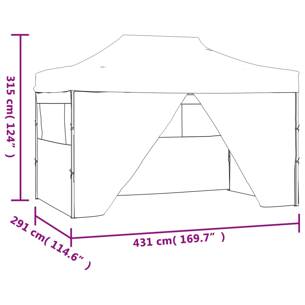 Vouwtent pop-up met 4 zijwanden 3x4,5 m blauw Partytenten & prieëlen | Creëer jouw Trendy Thuis | Gratis bezorgd & Retour | Trendy.nl