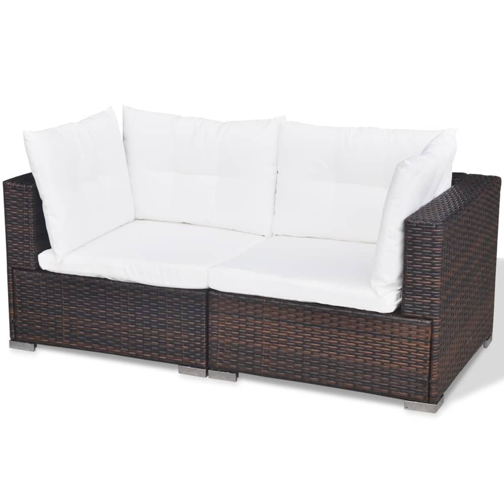 5-delige Loungeset met kussens poly rattan bruin Tuinsets | Creëer jouw Trendy Thuis | Gratis bezorgd & Retour | Trendy.nl