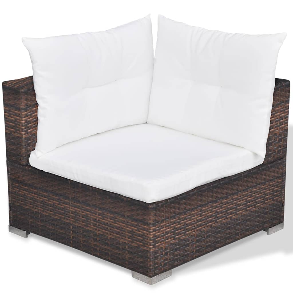 5-delige Loungeset met kussens poly rattan bruin Tuinsets | Creëer jouw Trendy Thuis | Gratis bezorgd & Retour | Trendy.nl